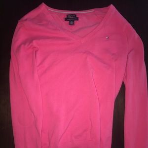 Pink Tommy Hilfiger v Neck Sweater